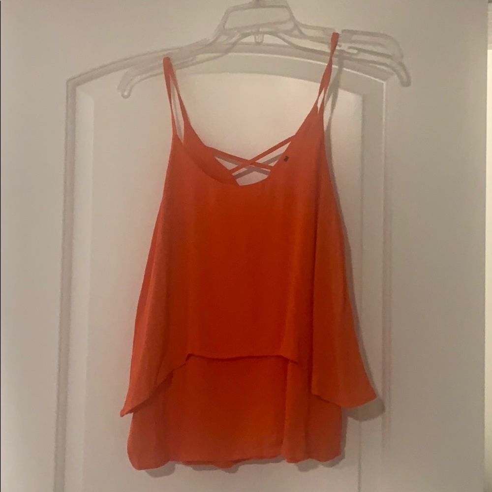 Orange Tank with Criss Cross back
